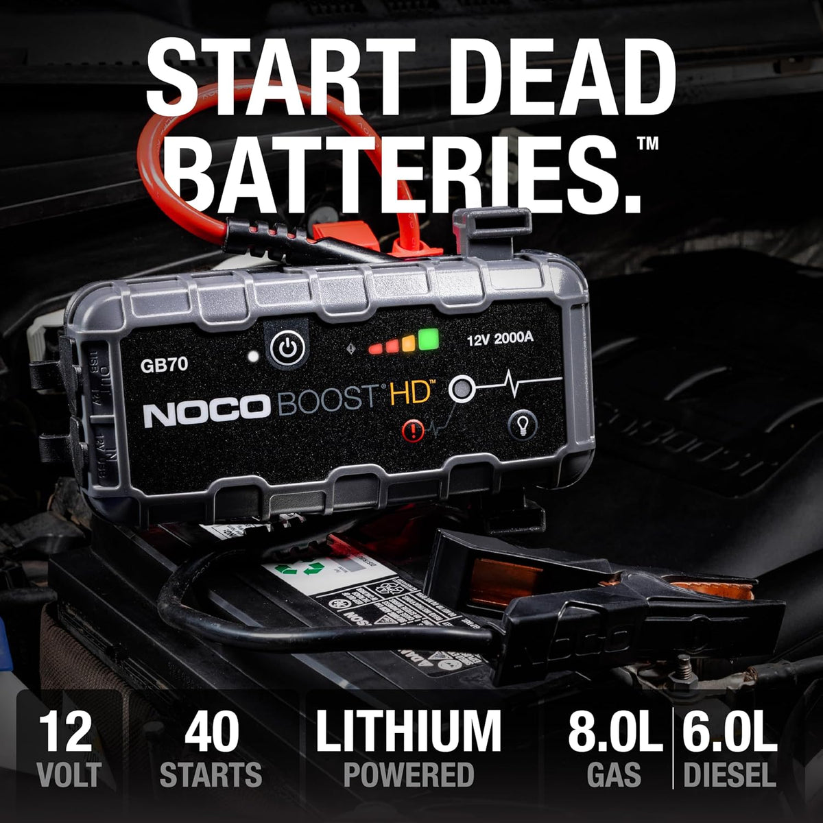 Boost Noco  Gb70 2000A UltraSafe Jump Starter, 12V Lithium Battery Booster