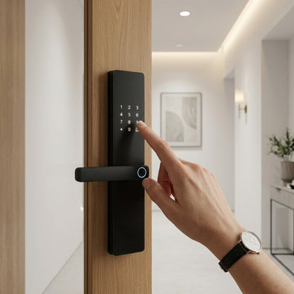 Smart Door Handle Lock with Fingerprint, Keypad & App Control