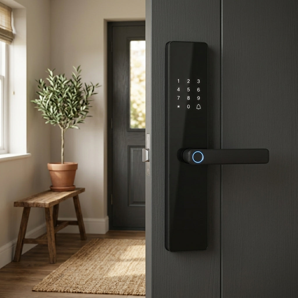 Smart Door Handle Lock with Fingerprint, Keypad & App Control